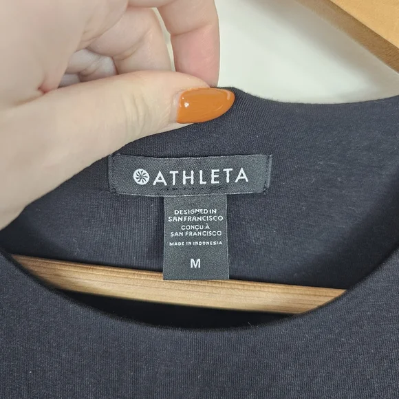 Athleta Black Santorini Thera Fit and Flare Athleisure Dress Medium - Picture 3 of 6